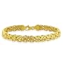14K Yellow Gold Hammered Double Link Byzantine Bracelet 7"