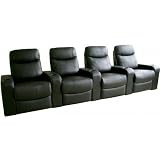 Leather Home Theater Recliner Set of Four in Black