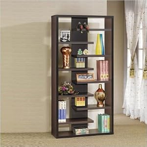 Display Bookcase Contemporary Style in Cappuccino Finish