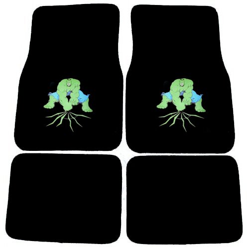  The Incredible Hulk Marvel Comics Logo Front & Rear Seat Car Truck SUV Carpet Floor Mats - 4PC