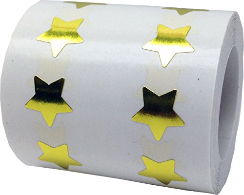 InstockLabels Gold Star Stickers 1/2 Inch 1,000 Adhesive Stickers, Gold