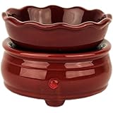 Ceramic Electric Jar and Tart Candle Warmer (Burgandy Red) by Edge