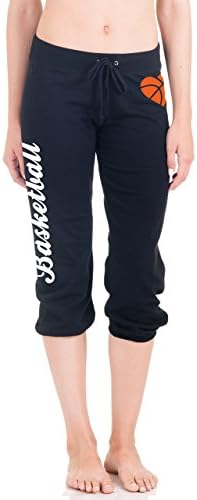 Juniors Basketball Capri with Heart Basketball Image (Medium, Black)