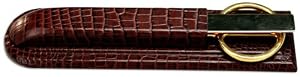 Brown Crocodile Embossed Leather Library Set