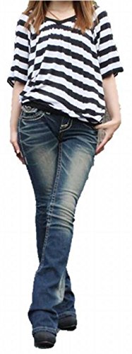 (ボブソン) BOBSON ブーツカット ジーンズ 色落ち ダメージ加工 デニム 美脚 パンツ QL252KD