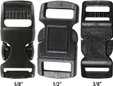 Black Plastic Side Release Paracord Bracelet Buckles - PACK of 25