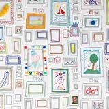 Go ahead, let your kids draw on the walls. This unique wallpaper encourages kids to draw, color and paint inside the hundreds of empty frames. Adult installation recommended.