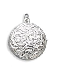 MMA Silver - Round Floral Design Locket