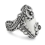 Carolyn Pollack Sterling Silver White Agate Winter Lace Ring