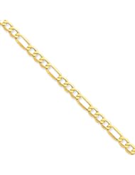 8 Inch 14k Gold 5.35mm Semi-Solid Figaro Chain