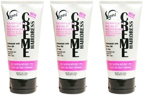 Lot of 3 Vigorol Creme Hairdress 5oz/ea Temple & Scalp Defense Olive Oil & Soy