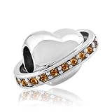 Pugster Topaz Yellow Bling Swarovski Crystal Heart Dolce Vita Lover Bead Fit Pandora Charm Jewelry