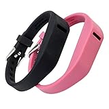 Fitbit Flex Band By WITHit - Fitbit Wristband - Fitbit Color Bands - Fitbit Accessory Band- 2-pack With Chrome Watch Clasp (Marsala & Black)