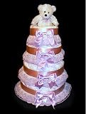 Lavendar and Lace Baby Shower Diaper Cake (4 Tier)