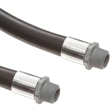 Goodyear EP Flexsteel Futura Black Nitrile Rubber Gasoline Hose Assembly, NPT Male x NPT Male Couplings, 50 PSI Max Pressure