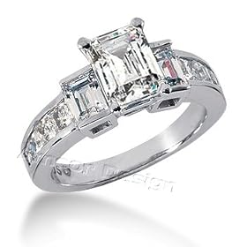 Buy 14K White Gold Emerald and Princess Cut Diamond Promise Engagement Ring (1.95ct.tw, HI Color, SI2-3... by Amcor Design