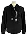 Black Hoodie Buddie Built-In Earbuds Zip Lightweight Jacket MP3 Headphone (Large)