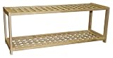 from ELITEHOUSEWARES 2 Tier Rubberwood Shoe Rack Shelf Storage