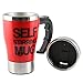 Tera 350ml HOT Stainless Plain Lazy Self Stirring Mug Auto Mixing Tea Coffee Cup Red Office Home Gift Novelty with Tera Dust Cloth
