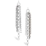 Silver Chain Chandelier Earrings with Crystals