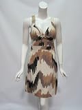Plenty Tracy Reese womens ivory/ brown embroidered halter dress