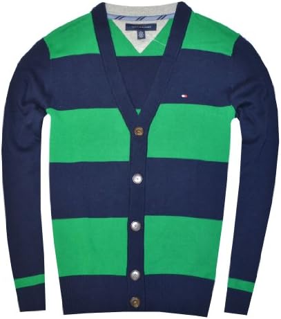 Tommy Hilfiger Men Fashion Rugby Wide Stripes Logo Cardigan