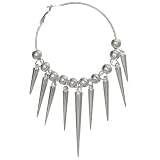 2 3/8" Hoops with Balls And Spike Dangles, 4 1/2" Total Length In Silver Tone