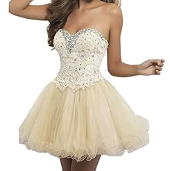 Junior A-line Short Crystals Lace-Up Crystal Sweetheart Homecoming Dress/Mini Dress 