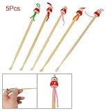 Rosallini 5 Pcs Colored Japanese Doll Detail Bamboo Ear Pick Earpick