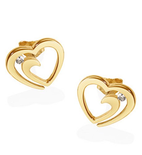 9ct Gold Diamond Open Heart Earrings