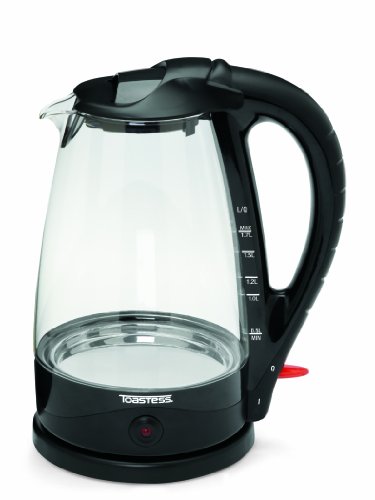 "Toastess TGK486 Cordless Glass Kettle, Gray"