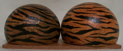 Authentic African Art Zebra Pattern (Terracotta) Monkey Apple Salt & Pepper Shakers