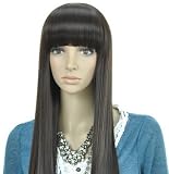 Straight Long Wig With Bangs, Lace Front Wigs