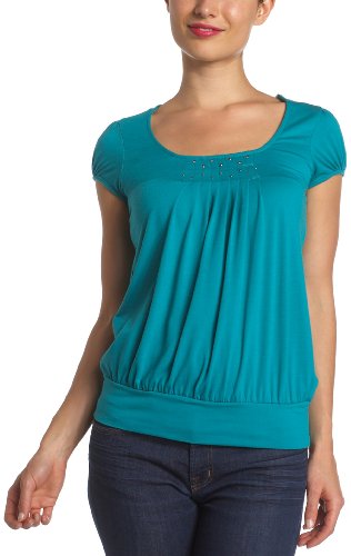 Self Esteem Juniors' Solid Peasant Top With Nailhead Detail