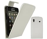 Samsung Galaxy Ace S5830 Housse en cuir blanc avec la Garde de l'écran et chargeur de voiture.