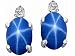 Jewelry : 3.04 cts Lab Created Star Sapphire and Genuine Diamond Earrings - 14kt White or Yellow Gold