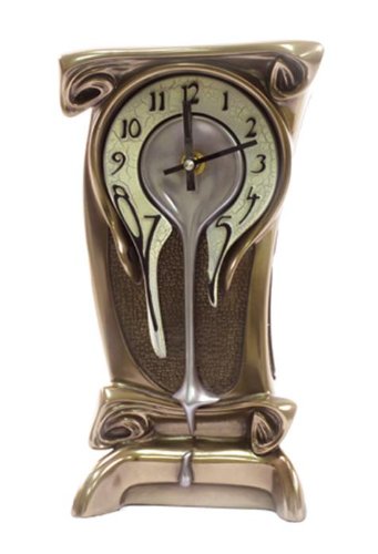 11.25 inch Melting Warped Clock Polished Bronze Cracked Eggshell Face
