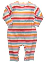 Bold Stripe Pink Coverall by Zutano - Multi-colored - 6-12 Mths