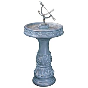 Henri Studios Equatorial Bow Sundial Cast Stone Bird Bath