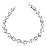 Pear-Shaped Simulated Diamond Bridal Silver Tennis Bracelet