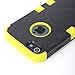 ATC Masione(TM) Hard Impact Resistance Case Rubberized Silicone Hybrid Case Cover with Kickstand For Apple iPhone 5 5G With Screen Protector & Stylus Pen (Black+Yellow)