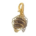 Iolite Pendant 01 Stone Cage Wire Wrapped Indigo Raw Gold Crystal Healing Gem Zipper Pull 1.9