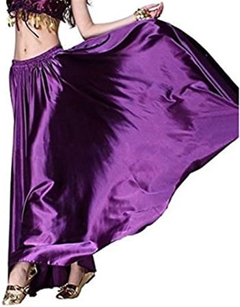 Satin Belly Dance Skirt Tragarse®dance Swing skirts for womenStage Performance Skirt (Purple) Free Size