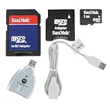 Quad Platform Multimedia Mobility Combo Kit of Sandisk 1GB microSD, SD Adapter, miniSD adapter and Motorola SYN1045 USB Transflash Memory Card Reader/Writer with USB extension cable
