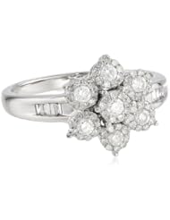 10K White Gold Cluster Flower Diamond Ring (1/2 Cttw, H-I Color, I2 Clarity), Size 7