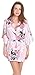 Aibrou Women's Kimono Robes Satin Peacock and Blossoms Silk Nightwear Short Style