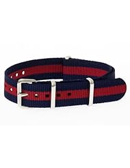 16mm [ Blue Red ] James Bond Nylon Nato Watch Band Military Strap G10