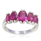 Sterling Silver Oval-Shaped Created Ruby Ring
