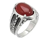 RUINUO Men's Punk Style Dragon Claw with Red Zircon Inlay Titanium Steel Ring