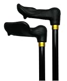 Walking cane - Black aluminum right handle. This walking stick cane has a comfortable anatomical palm grip handle good for arthritis sufferers. This aluminum cane is unisex. This walking aid is adjustable from 29 inches to 37 inches . This custom cane has a weight capacity of 250 pounds.